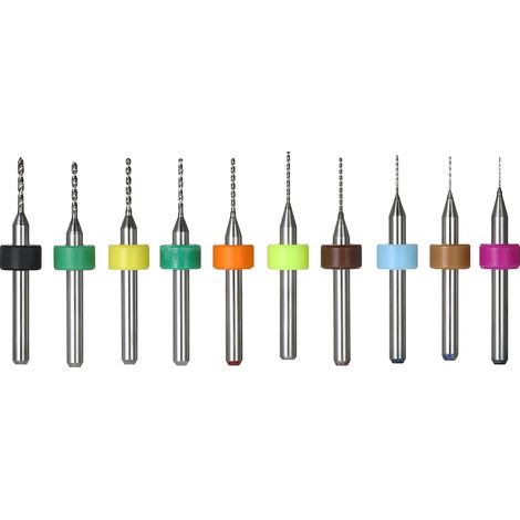 Set mit 10 Wolframkarbid-Mikrobohrern zum Ätzen von Leiterplatten (0,3 mm + 0,4 mm + 0,5 mm + 0,6 mm + 0,7 mm + 0,8 mm + 0,9 mm + 1,0 mm + 1,1 mm + 1,2 mm) (1/5)