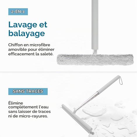 Raclette de Douche pour Douche, Raclette Salle de Bain, Raclett Vitre Douche avec Support, Raclettes Douche Nettoyage sans Traces pour Porte en Verre(Gris) (1/4)