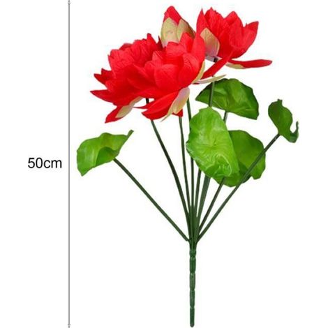 Nénuphar Artificiel - Bouquet Faux Fleurs Soie Hauteur 50 cm Diamètre Tête 16-18 cm Décoration Intérieure Extérieure ×1 (1/4)