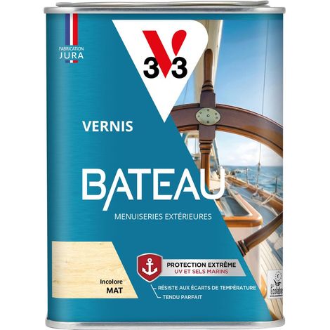 V33 – Vernis bateau incolore mat 1L – Haute résistance aux intempéries – Application facile sur menuiseries extérieures – Certifié ECOLABEL