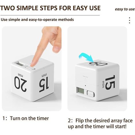 Temporizador digital de escritorio, sensor de gravedad cúbico con pantalla LED, técnica Pomodoro cuadrada para productividad, volumen ajustable (1/5)