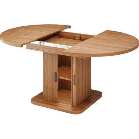 Mesa de comedor extensible ovalada con almacenamiento 110-149,8 cm MDF y metal HOMVRA (1/5)
