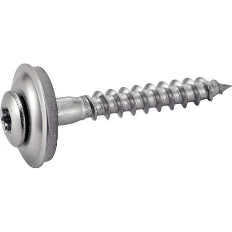 Vis à bois tête fraisée bombée six lobes - Avec rondelle EPDM Ø20 - Inox A2 4,5x45 mm - Gris Anthracite mm - Boîte de 200