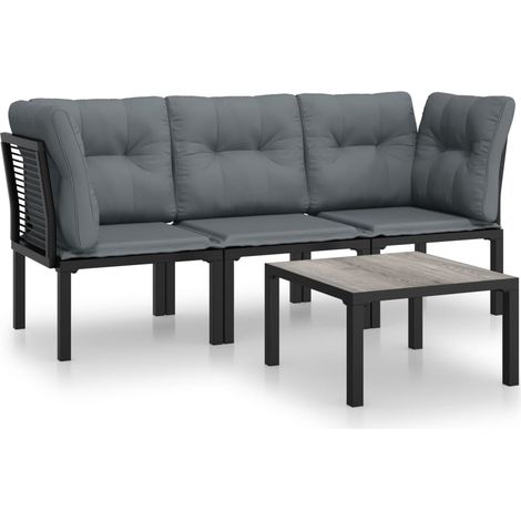 Maison Exclusive - 4-tlg. Garten-Lounge-Set Schwarz und Grau Poly