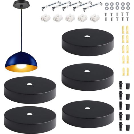 Rosaces Cache Fil Electrique Cache Vis Noir Cache Ampoule Rosace Plafond Cache Trou Plafond Noir 10cm Support De Lampe (1/5)