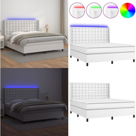 Sommier à lattes de lit matelas LED Blanc 180x200 cm Similicuir - lit à sommier tapissier - lits à sommier tapissier - Home & Living (1/5)