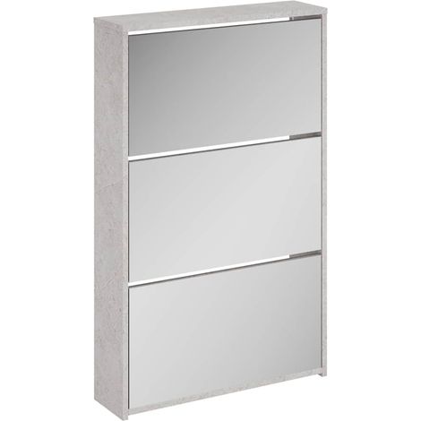 Maison Exclusive - Scarpiera con Specchio a 3 Livelli Grigio cemento 63x17x102,5cm (1/5)