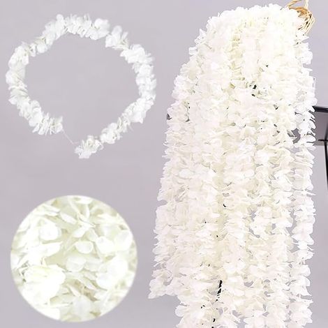 10 PCS Artificielle Fleurs Faux Wisteria Vigne, 100cm Guirlande Fleurs Artificielles, Glycine Suspendue Guirlande De Fleurs Artificielles pour Mariage Décoration Jardin Maison (Blanc) (1/5)