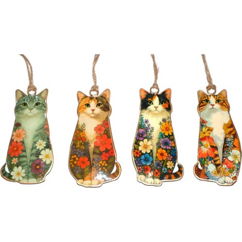 4U Gatti in metallo appesi Fiori colorati decorativi