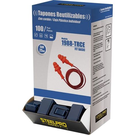 S. of. Anzeige 100 Stück wiederverwendbare Ohrstöpsel mit Schnur, 25 dB, mit Aufbewahrungsbox. 1988trcen/u Steelpro