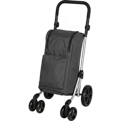 Chariot de courses pliable avec compartiment isotherme, 6 roues, 46 L, gris foncé (1/5)