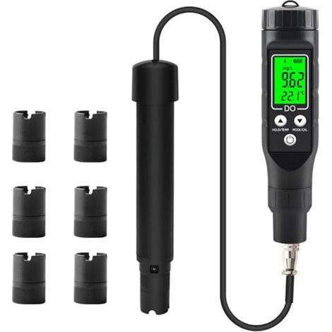 Testeur d'Oxygène Dissous, Détecteur d'Oxygène Dissous Bluetooth Intelligent 0,0 à 30,0 MG/L Analyseur d'Oxygène Dissous Appareil de Mesure DO Numérique pour Aquarium d'Aquaculture (1/5)