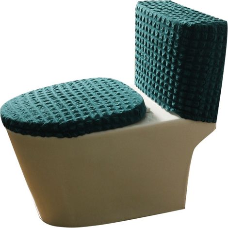 Ensemble de 2 housses de siège de toilette - Décoration de salle de bain douce et confortable, facile à installer et à laver, convient à la plupart des toilettes standard, tissu durable avec bords éla