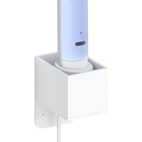 Support Mural pour Chargeur Brosse à Dents électrique avec Organiseur de câbles, Support de Brosse Auto-adhésif Compatible avec IO 3/5, Smart, Pro, Genius (Chargeur Ovale Uniquement)