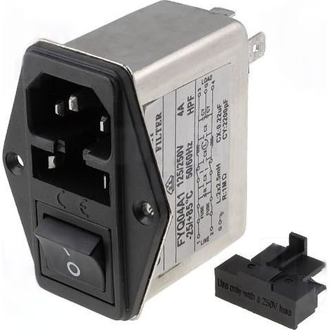 Conector Alimentaci IEC320 Interrup+Fusible+Filtro