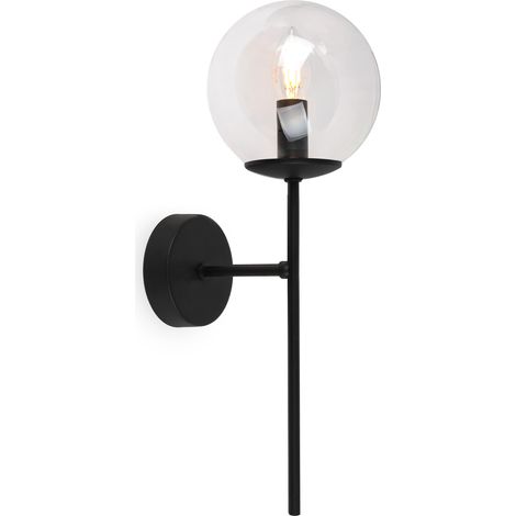 Wandleuchte Siena Schwarz, einlagiger farbloser Lampenschirm E14 (1/5)