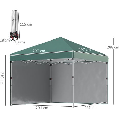 Pavillon d'environ 3 x 3 m, déperlant, robuste, pliable et résistant à l'hiver, avec 2 panneaux latéraux, protection UV 30+, tente de réception pliable, tente de jardin avec sac de rangement, pavillon (1/5)