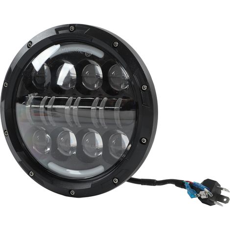 Phare LED 7 pouces pour moto, éclairage blanc 6000K, 3000 lm, 12 V, 80 W, étanche et universel (1/5)