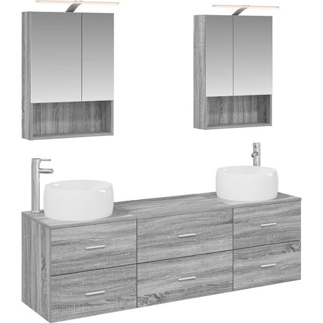 Ensemble de mobilier de salle de bain 5 pcs Sonoma gris vidaXL (1/5)