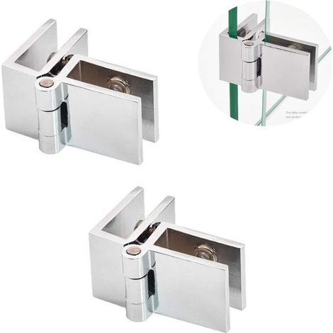 2 Pièces Charnière en Verre en Alliage de Zinc à 90 Degrés, Kit de Charnière de Porte en Verre, Clip de Fixation de Porte de Vitrine de Porte de Douche, Épaisseur de Verre 5mm-8mm (1/5)