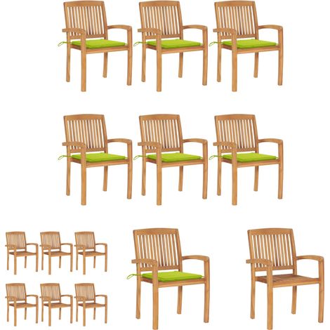 Gartenmöbel - vidaXL Stapelbare Gartenstühle mit Kissen 6 Stk. Massivholz Teak - Holzstühle (1/5)