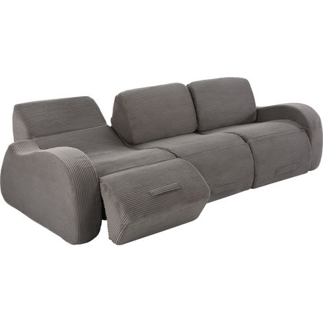 CHICFURN Divano modulare convertibile 247x115x76 cm in tessuto grigio, senza montaggio (1/5)