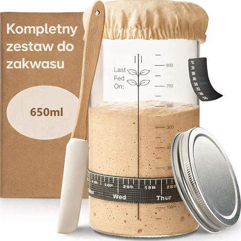 Kit de iniciación para hacer pan de masa madre, tarro de 650 ml + accesorios (1/5)