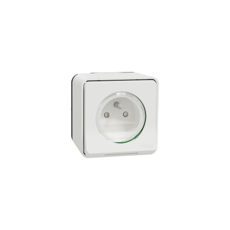 Toma-salida MUREVA blanca IP55 2P+E 16A 250V para interiores/exteriores
