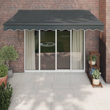 Auvent rétractable, Store Banne, Marquise Brise-soleil anthracite 3,5x2,5 m tissu et aluminium LKOWF71233 (1/5)