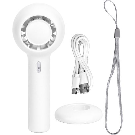 Ventilateur de poche rechargeable USB, batterie, 3 vitesses, aromathérapie, portable à main pour l'été, blanc (1/5)