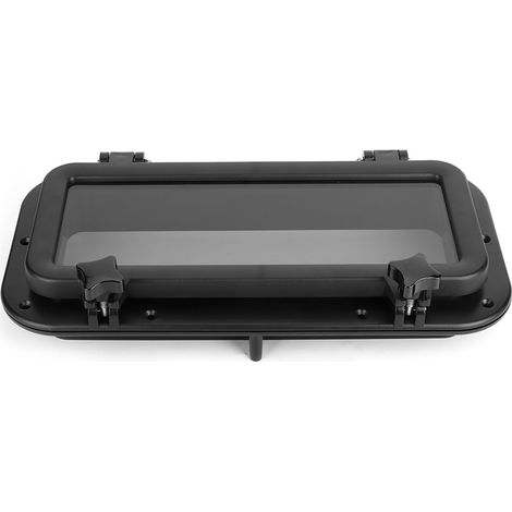 Hublot rectangulaire cadre ABS verre trempé 4mm noir étanche imperméable pour bateau yacht camping-car véhicule industriel 1 pièce (1/5)