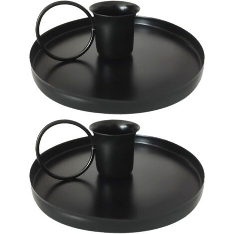 BUNTHAUS Set mit 2 Kerzenhaltern aus antikem Eisen und Metall – Kegelzylinder-Kerzenhalter, geeignet für Weihnachtsdekoration, Hochzeitsdekoration, Kerzenhalter und ungewöhnliche Kerzenhalter (schwarz (1/5)