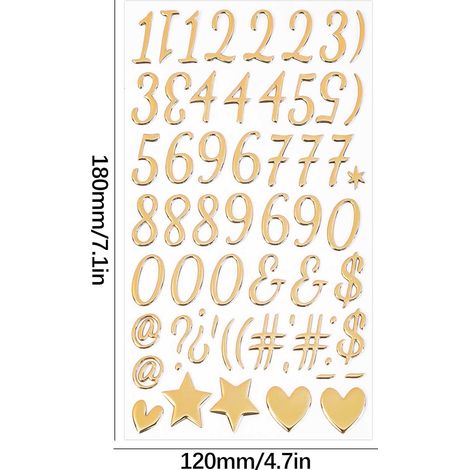 Sticker Lettre 3D Or - Autocollant Relief Métallique pour Décoration Festive, Carnets, Scrapbooking et Emballage Cadeaux - 1 Pièce (1/2)