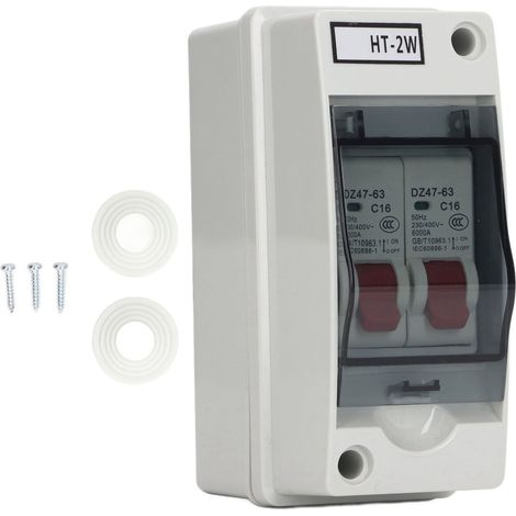 Disjoncteur miniature étanche DZ47 63 16A 230V 400V bipolaire pour systèmes extérieurs DC (1/5)