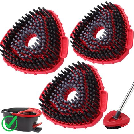 Lot de 3 Têtes de Rechange pour Balai Vileda et O-Cedar, Brosse de Nettoyage Triangulaire en Microfibres, Compatible avec Systèmes de Lavage à Plat-lsw (1/4)