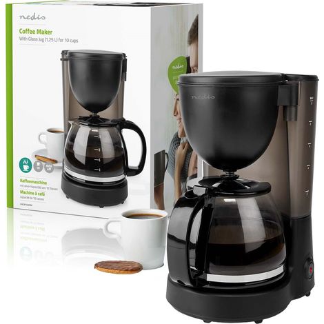 Nedis Macchina per il Caffè Americano 750 w Caffettiera Elettrica 10 Tazze Nera