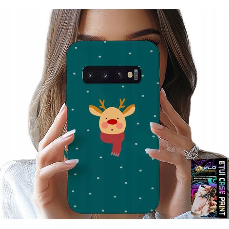 Funda para Samsung Galaxy S10 Plus - Renos sobre fondo verde - Diseños navideños (1/5)
