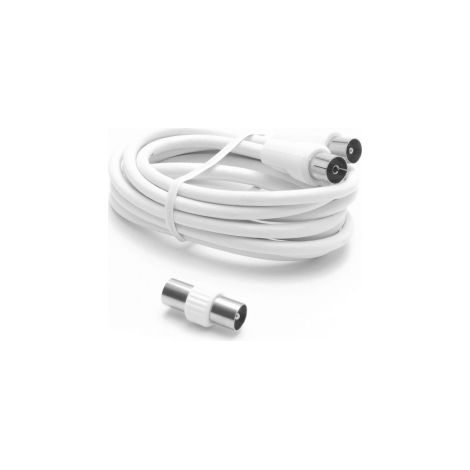 Rallonge TV 9.52m male/femelle + adaptateur male/male 1.5m blanc