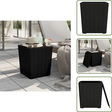 Table de jardin avec couvercle amovible noir polypropylène - Table De Jardin - Table Extérieure - Mobilier De Jardin - Table Ronde - Table En Polypropylène (1/5)