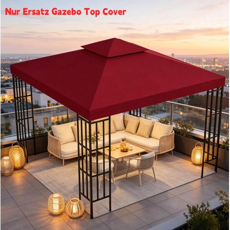 Telo di ricambio per tetto pergola 3 x 3 m, poliestere 180 g/m², bordeaux DESVIAE (1/5)