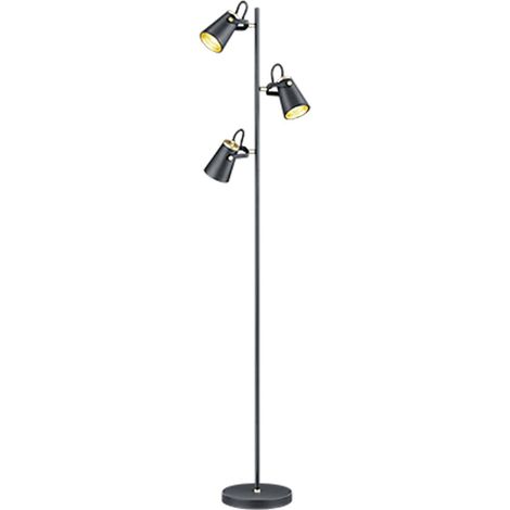 Lampada Piantana 160 cm 3 Diffusori Orientabili Nero Oro Edward GD Trio (1/3)