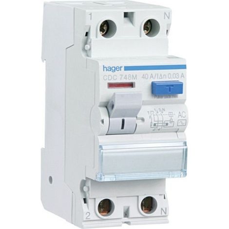 Interruttore differenziale 2P 25A 30 mA AC RESIDENZIALE Hager CDC728M