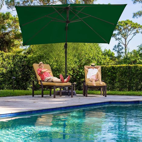 Wolketon Parasol Déporté 300x300CM, Jardin Extérieur Pliable, Base Croisée 360° Rotatif, Protection UV, Vert