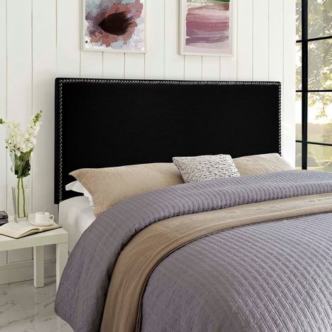 Dime Black Plush Super King 26 inch Strutted Headboard