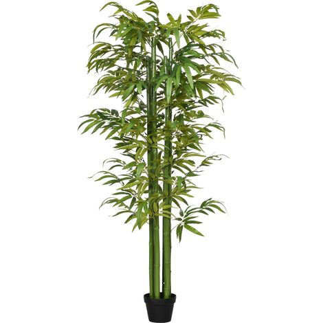 Arbre artificiel en bambou de 180 cm avec pot de fleurs, arbre décoratif d'intérieur vert Ce produit de haute qualité al (1/5)