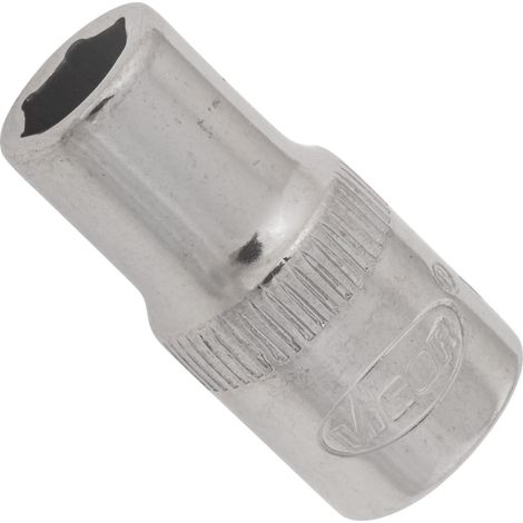 VIGOR Innenvierkant Antrieb 6,3 = 1/4 Zoll Steckschlüssel-Einsatz Außensechskant-Profil V2418N ∙ Vierkant hohl 6,3 mm (1/4 Zoll) ∙ Außen-Sechskant Profil ∙ 6 ∙ Gesamtlänge: 25 mm (1/2)