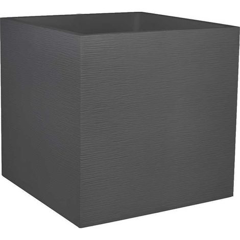 EDA – Jardinière carrée 50 cm – Volume 57 L – Dimensions 49,5 x 49,5 x H. 49,5 cm – Couleur gris anthracite – Design épuré pour terrasses et jardins