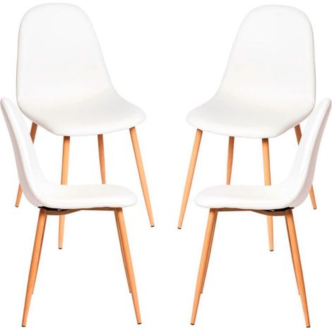 Packs Sillas Comedor - Pack 4 Sillas Teok Polipiel - Blanco