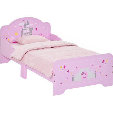Lit Enfant Montessori 3-6 Ans en Bois avec Barrières de Sécurité Rose 143x73x60 cm - PANGIVO (1/5)