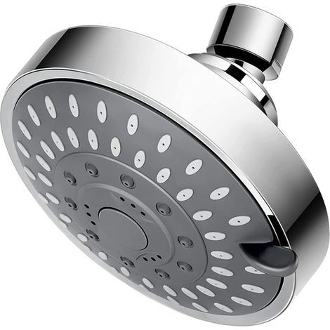 Round shower head, made of ABS material, can be mounted on the wall or ceiling, silver 4 inches. (1/5)